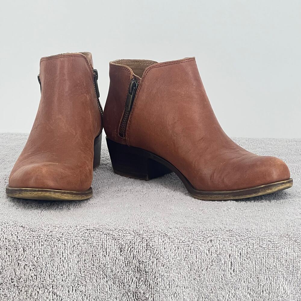 LUCKY BRAND Women's Burklee Sable Leather Ankle Boots 6.5M 37 Western Casual